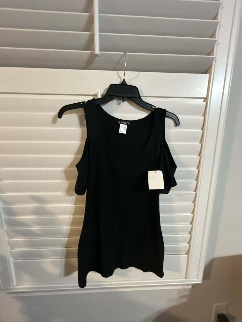 Venus Black Cold Shoulder Knit Top Tunic